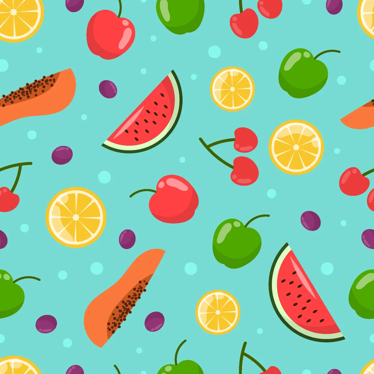 Seamless Tropical Fruits Pattern
