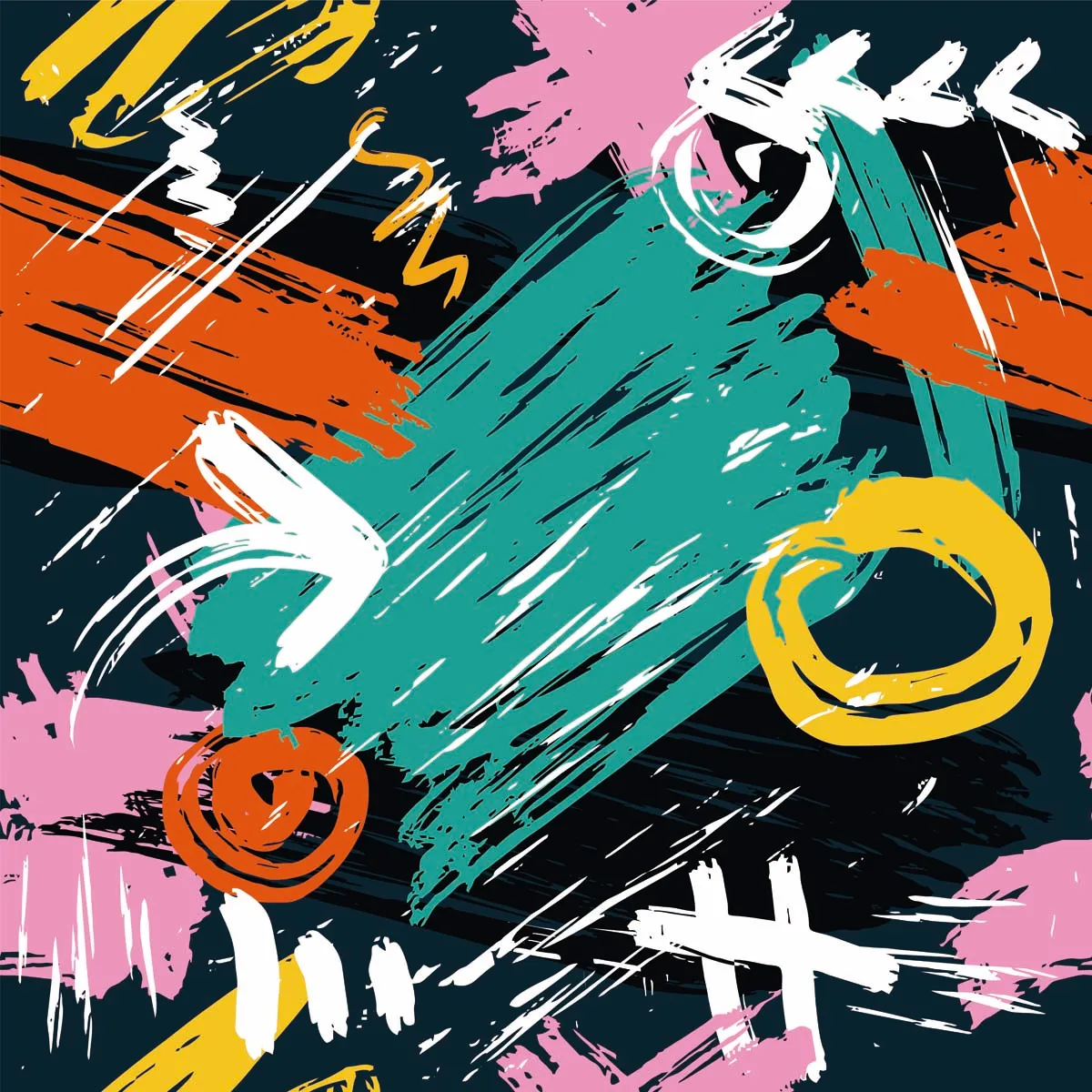 Handdrawn Brush Strokes Seamless Pattern