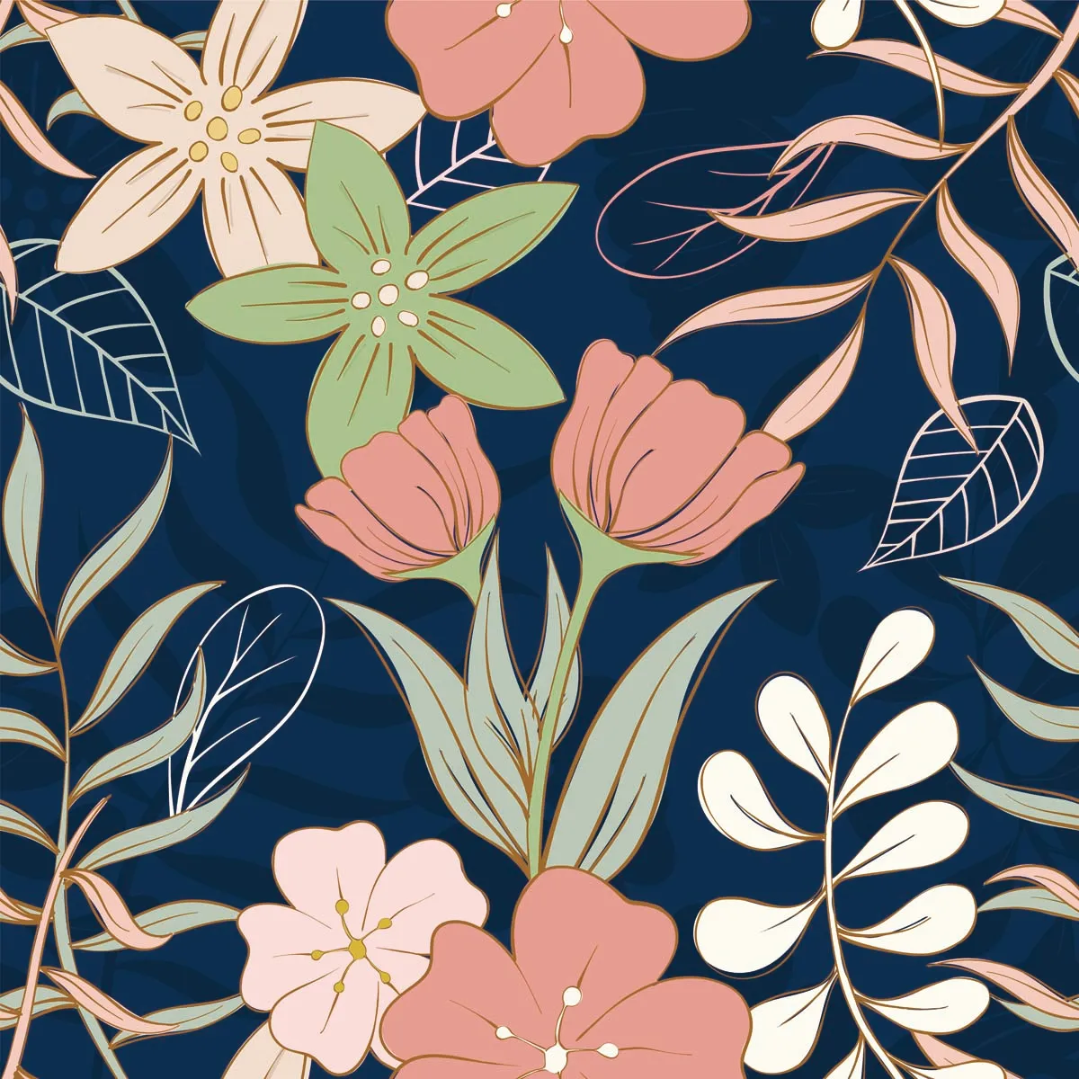 Seamless Hand Drawn Floral Pattern