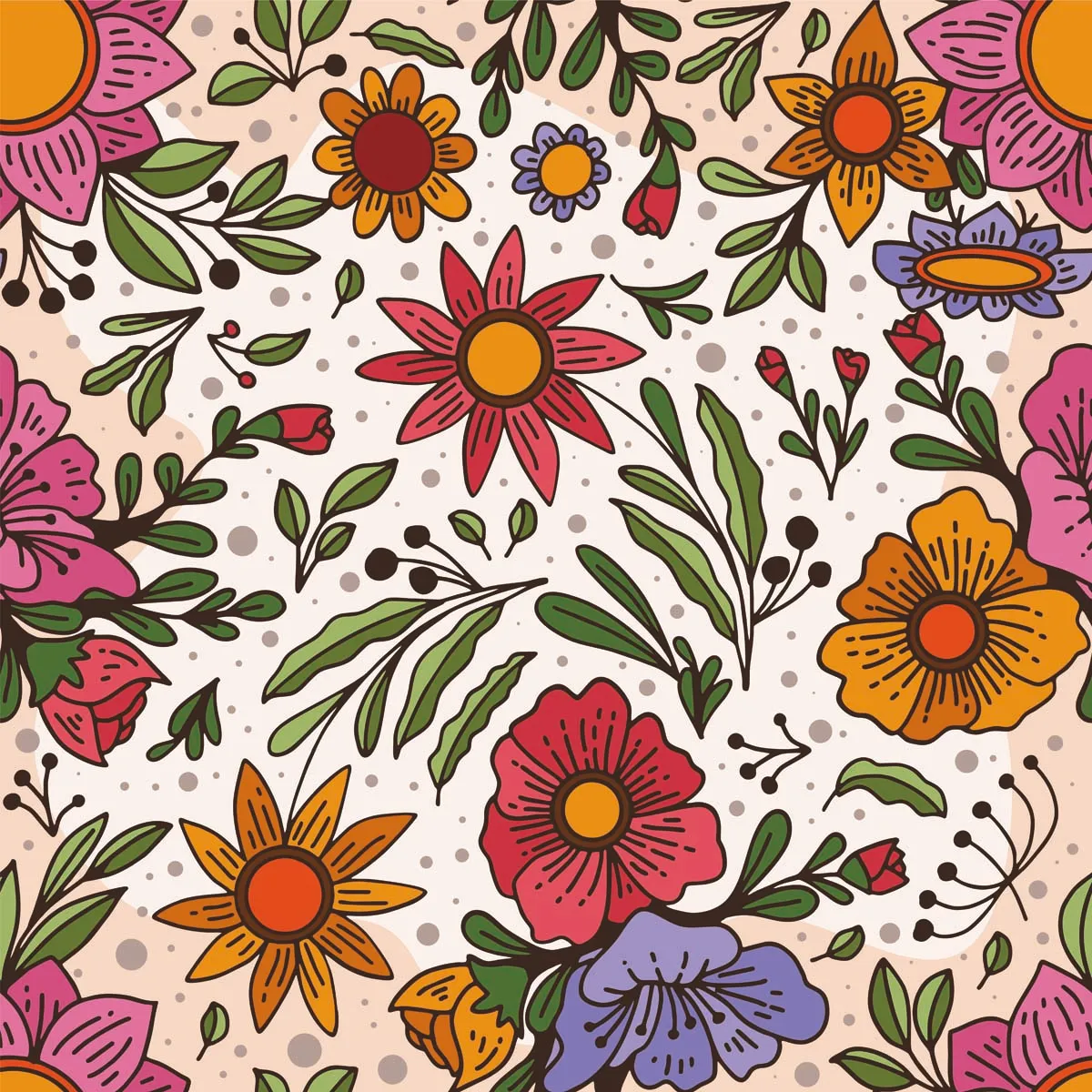 Hand Drawn Floral Seamless Pattern