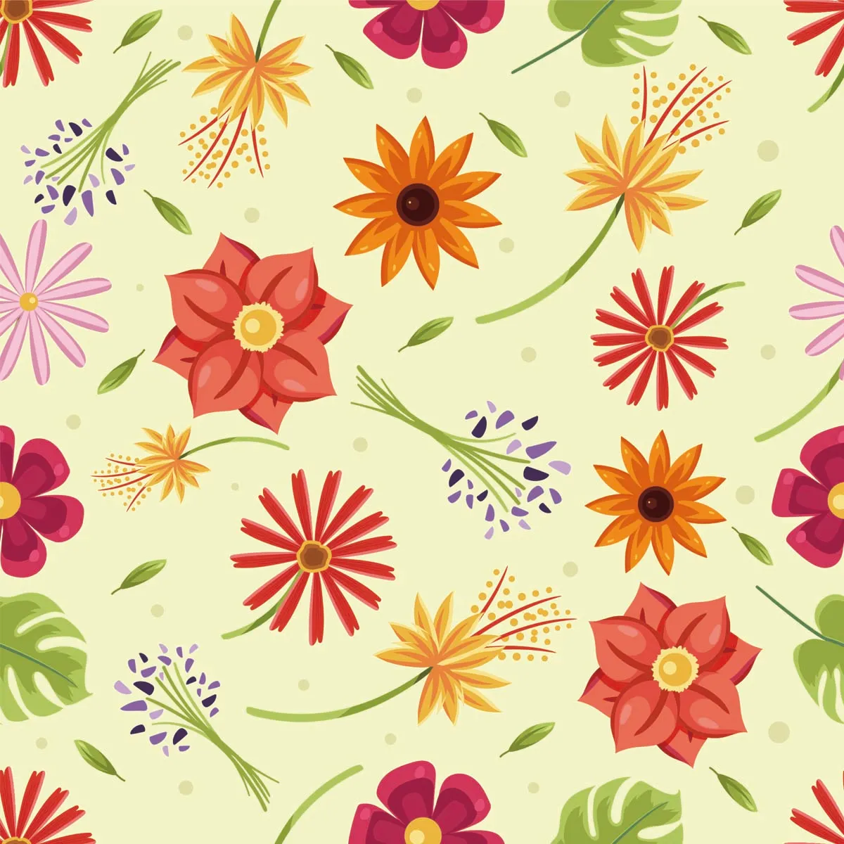 Simple Nature Floral Seamless Pattern