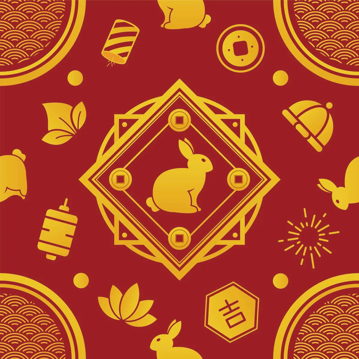 Red Chinese Ornament Seamless Pattern