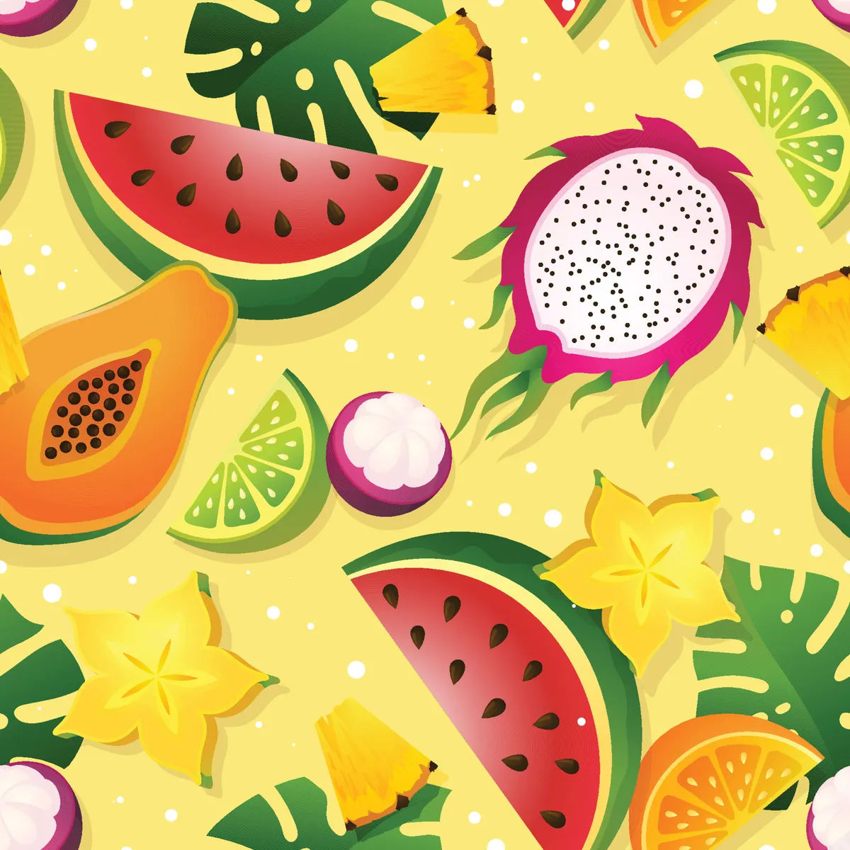 Colorful Tropical Fruit Seamless Pattern