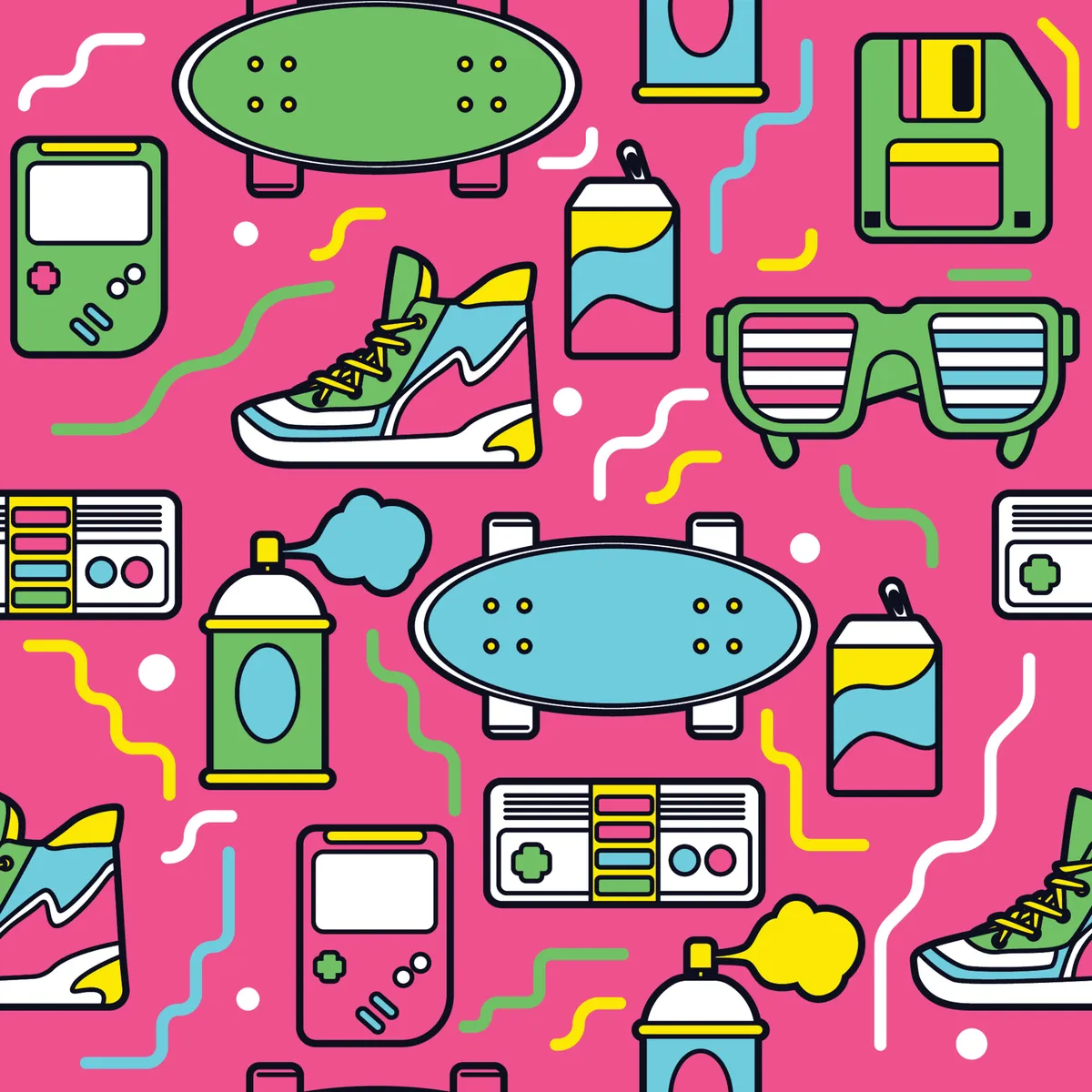 90's Stuff Seamless Pattern