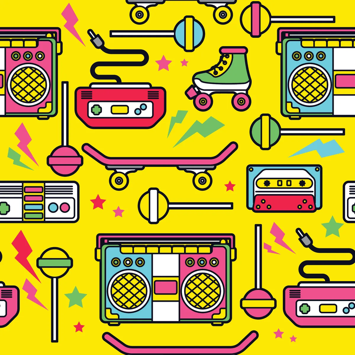 90's Stuff Seamless Pattern