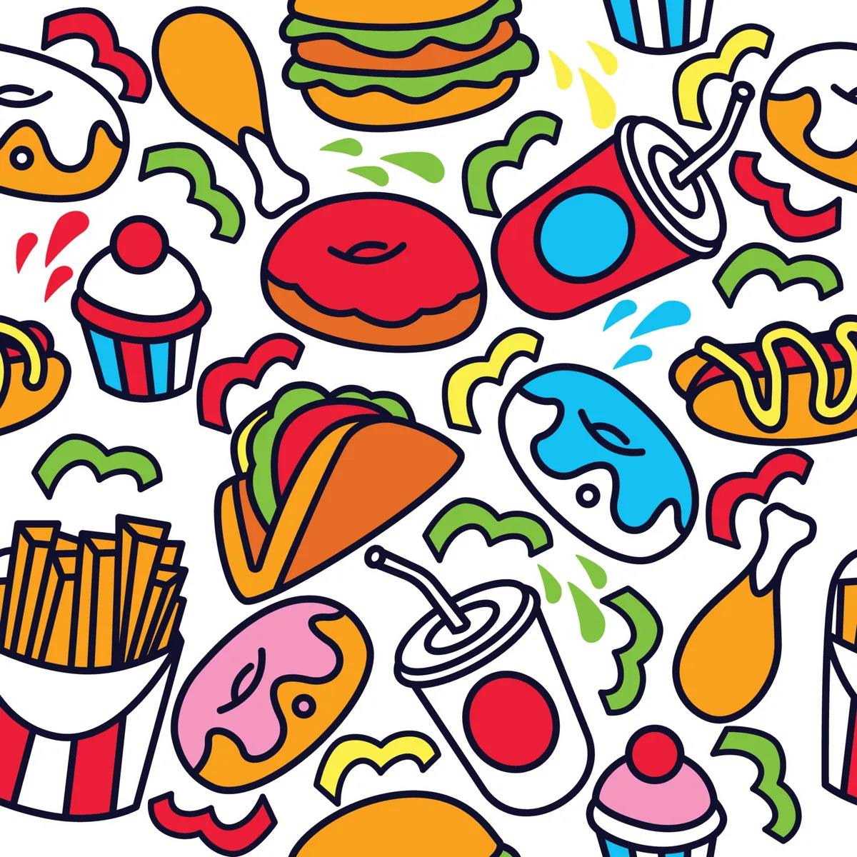 Junk Food Seamless Pattern Concept