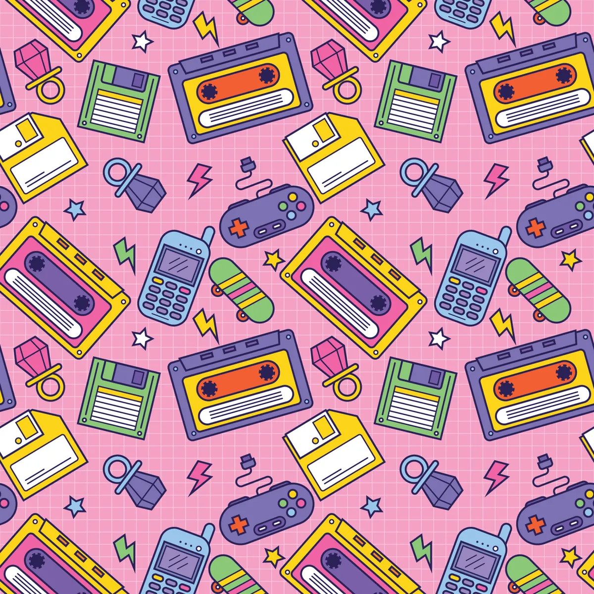 Retro 90's Seamless Pattern