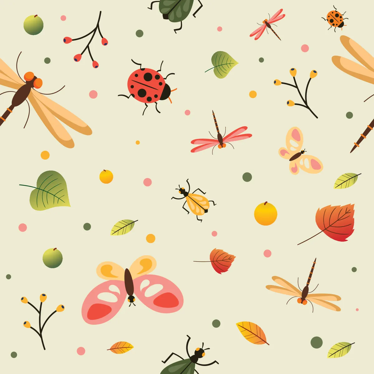 Seamless Pattern Bugs and Insect