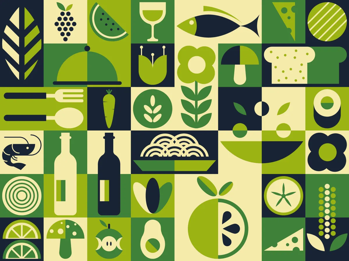 Geometric Food Seamless Pattern Background
