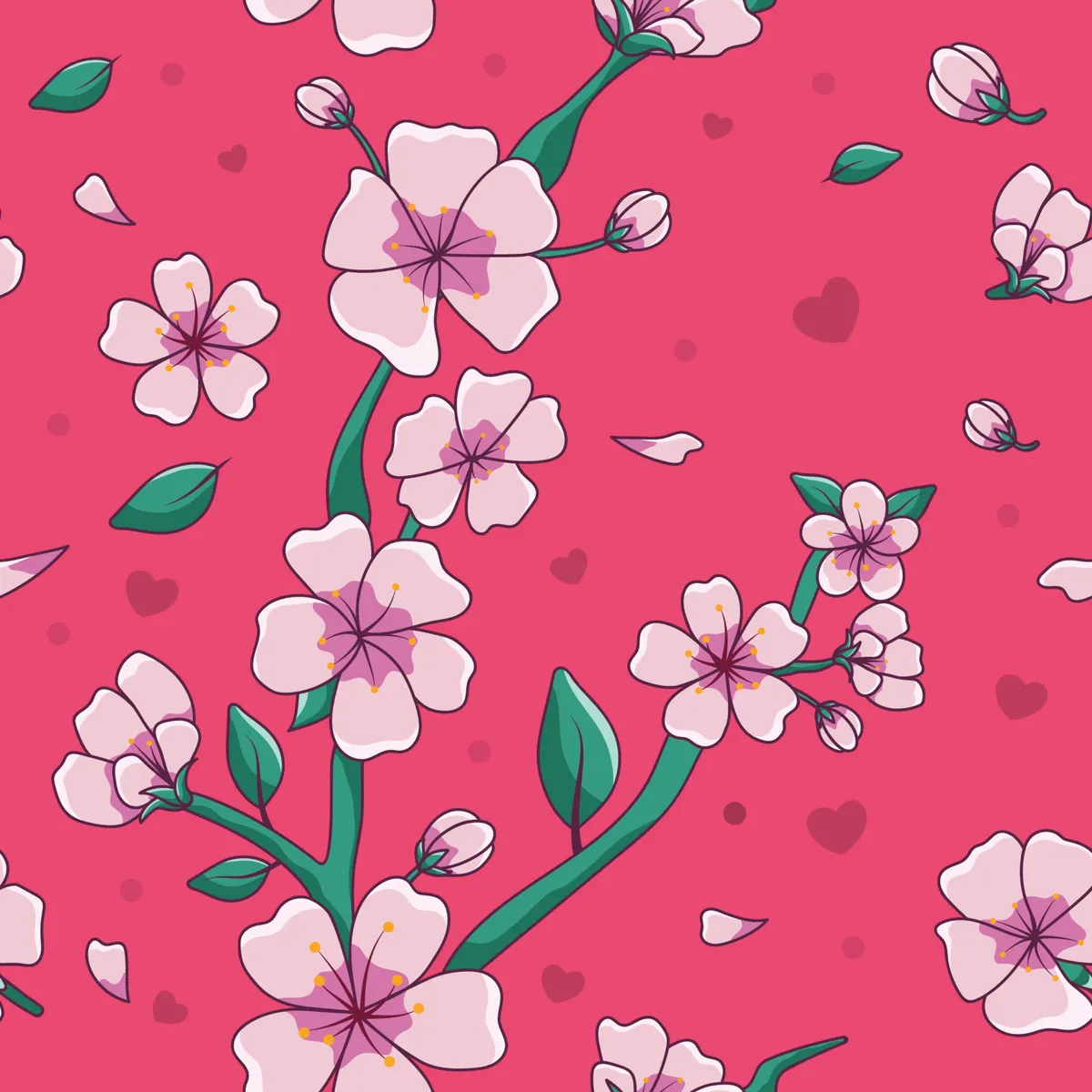 Seamless Pink Cherry Blossom Pattern