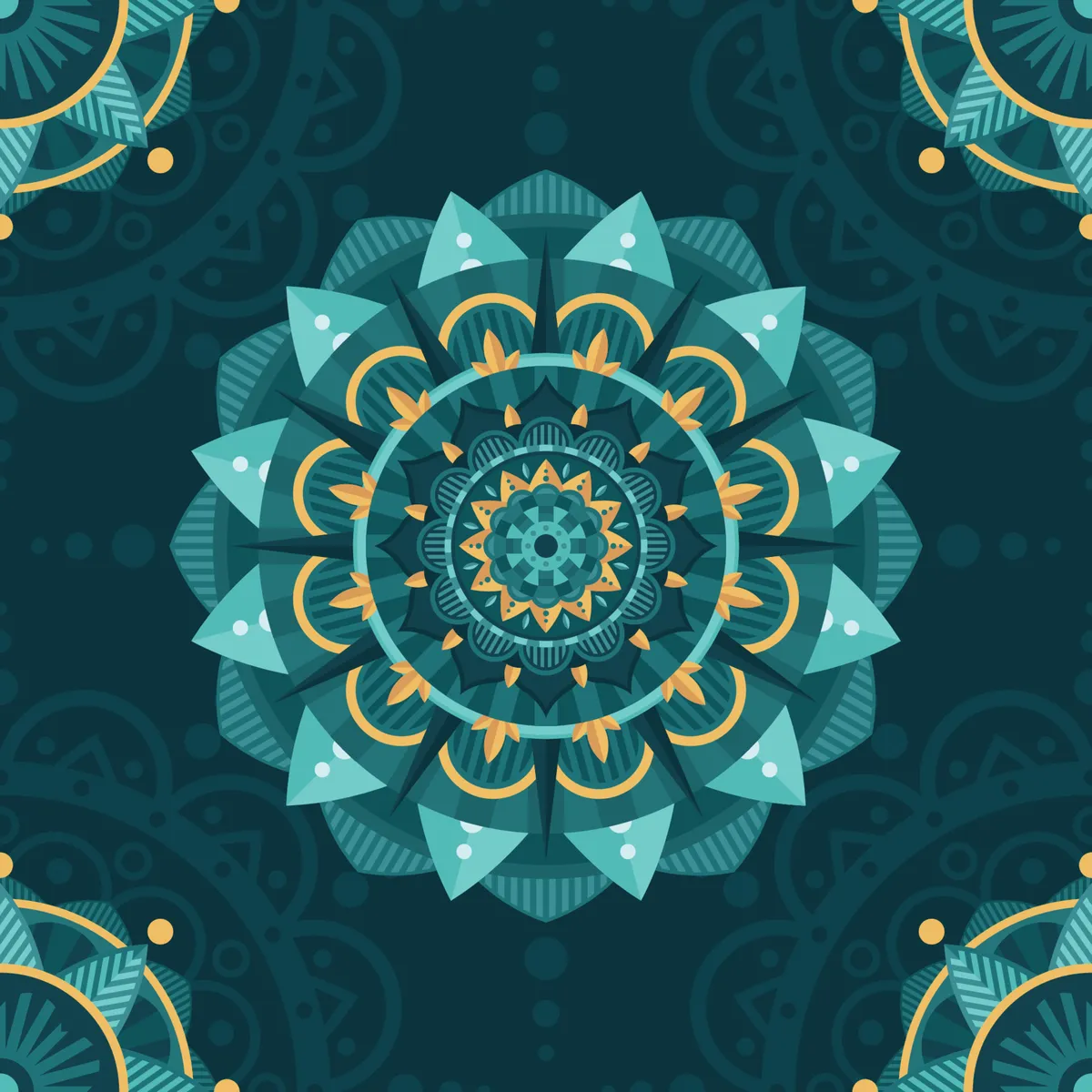 Turquoise Mandala Seamless Pattern Background