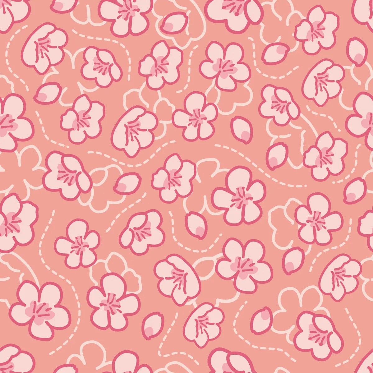 Cute Pink Cherry Seamless Pattern