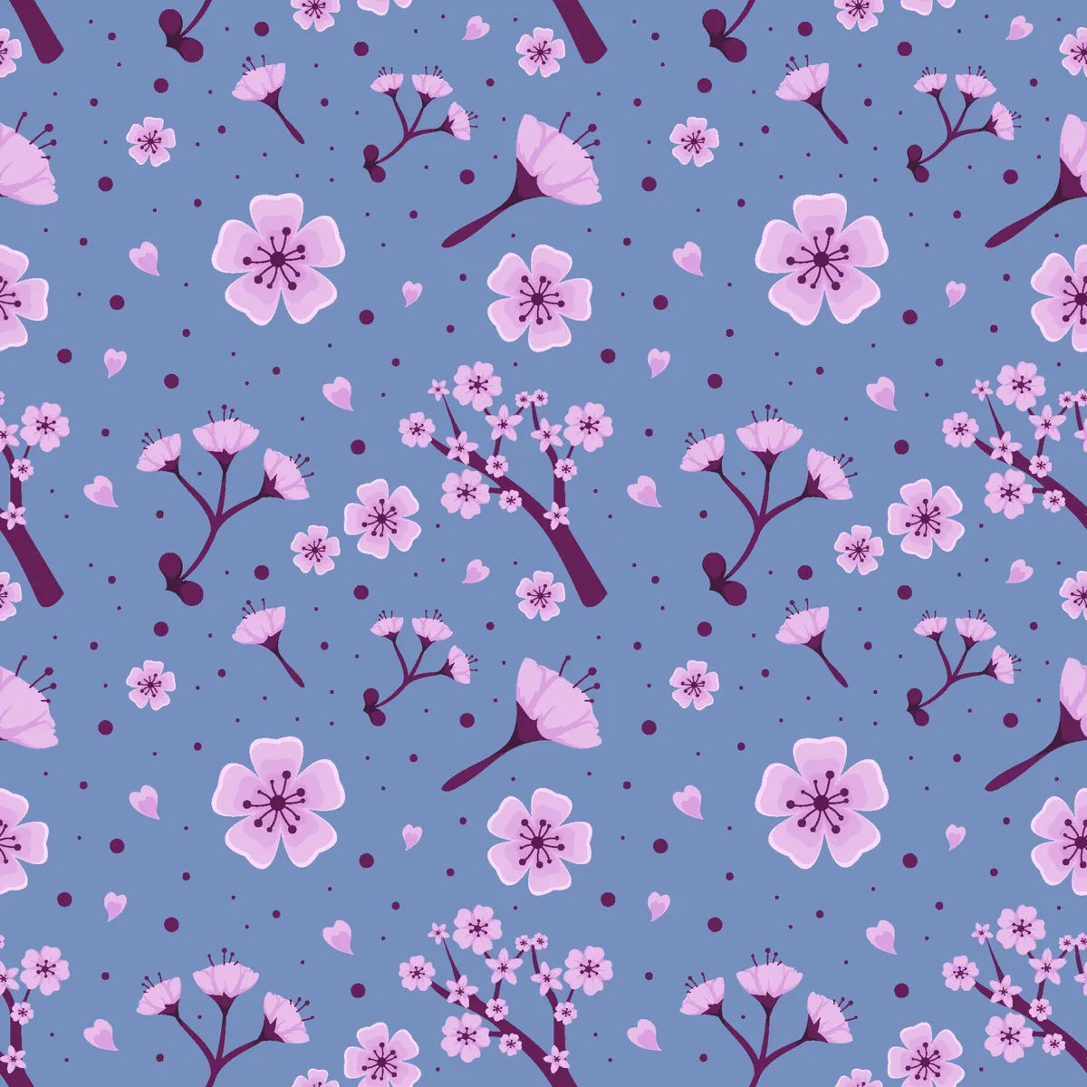 Spring Cherry Blossom Seamless Pattern