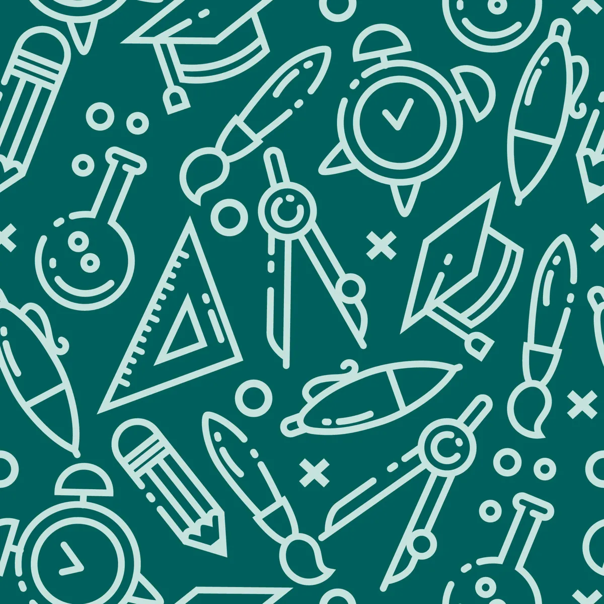 Back to School Thin Line Elements Seamless Pattern
