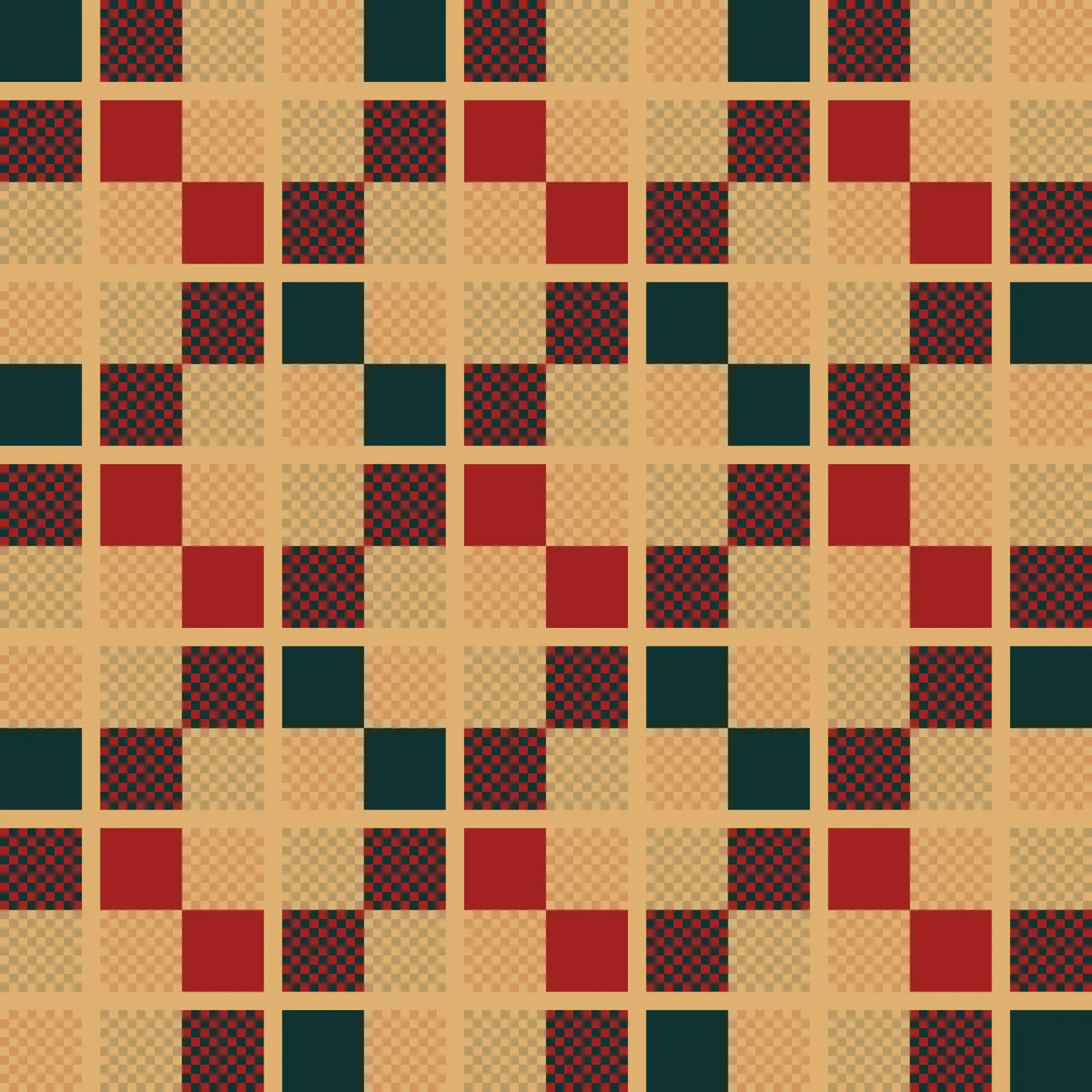 Maroon, Green and Brown Buffalo Plaid Seamless Pattern
