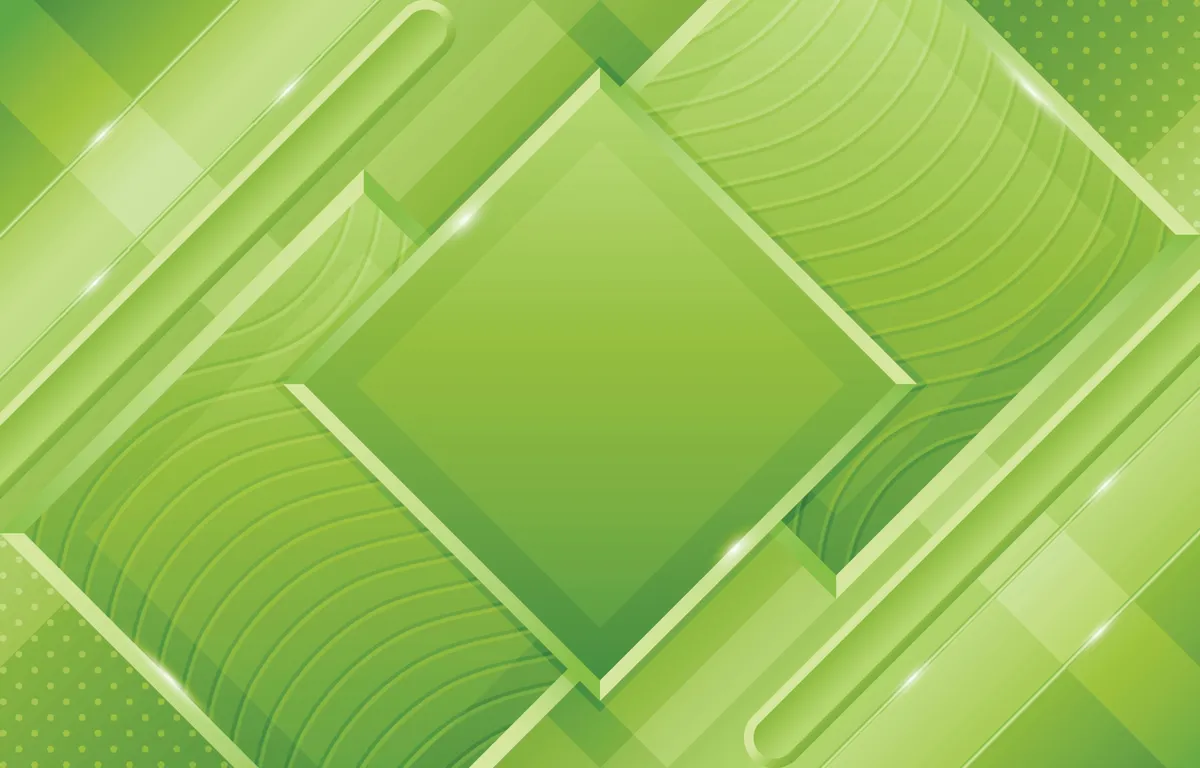 Geometric Green with Wave Pattern and Diagonal Shapes Composition