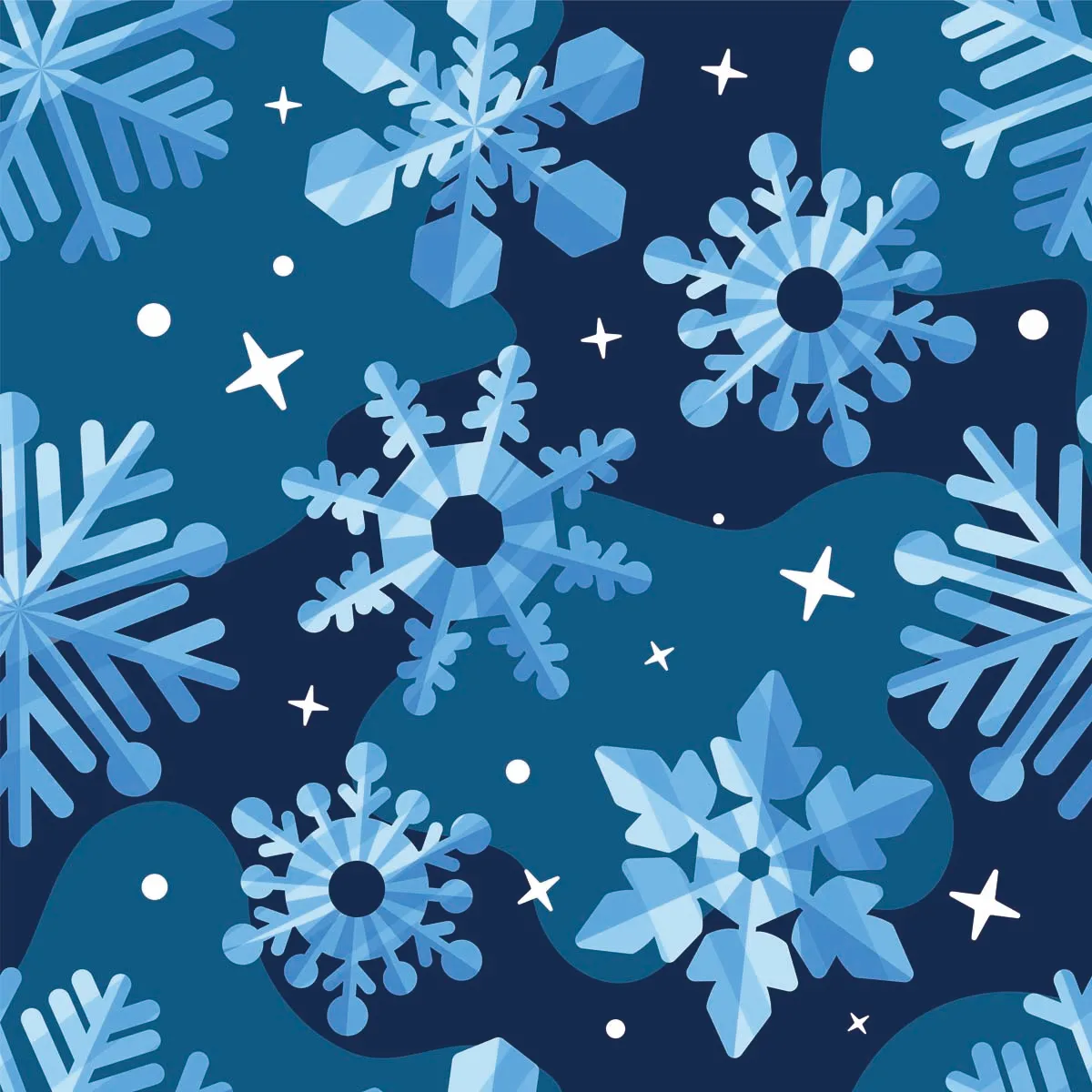 Blue Snowflakes Seamless Pattern