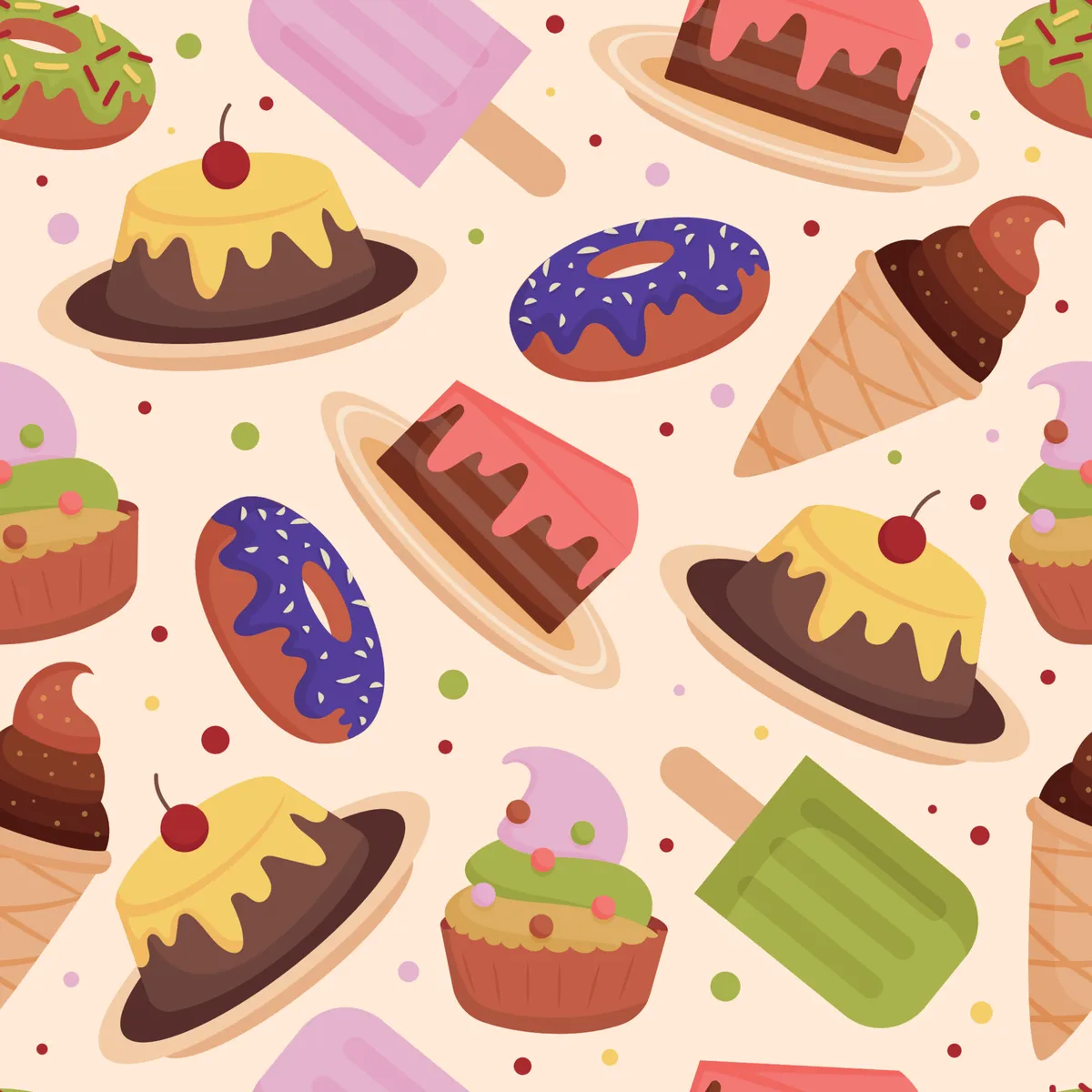 Colorful Dessert Seamless Pattern