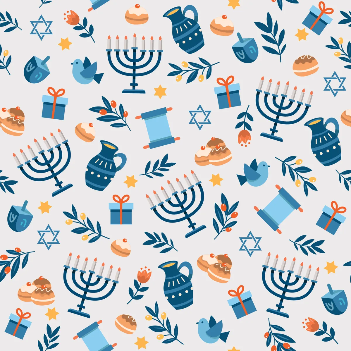 Happy Hanukkah Seamless Pattern