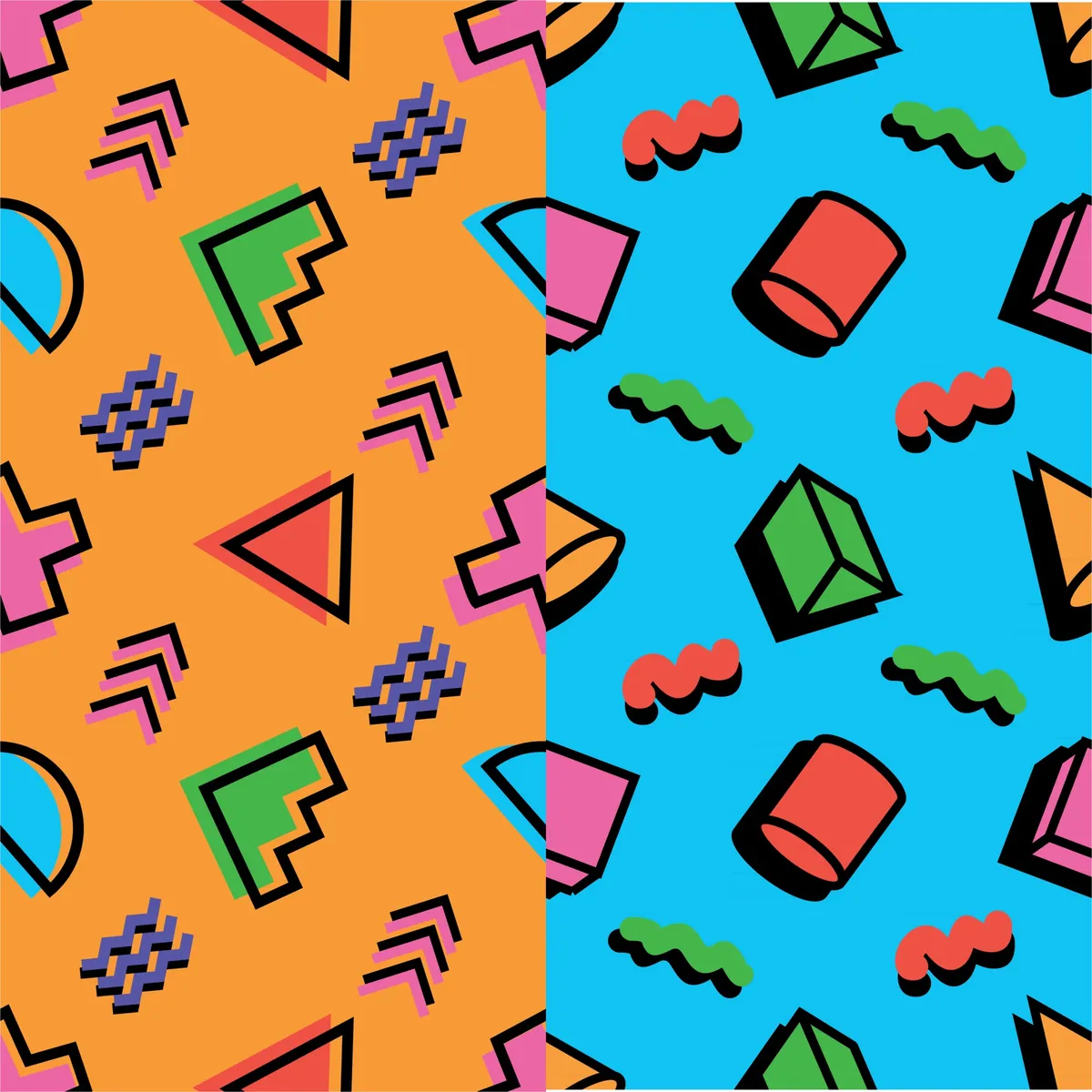Colorful Random 90's Pattern Background