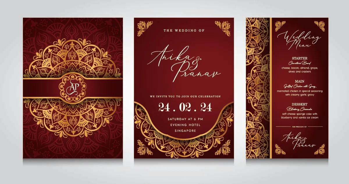 Luxury Indian Wedding Invitation Template with Mandala Pattern