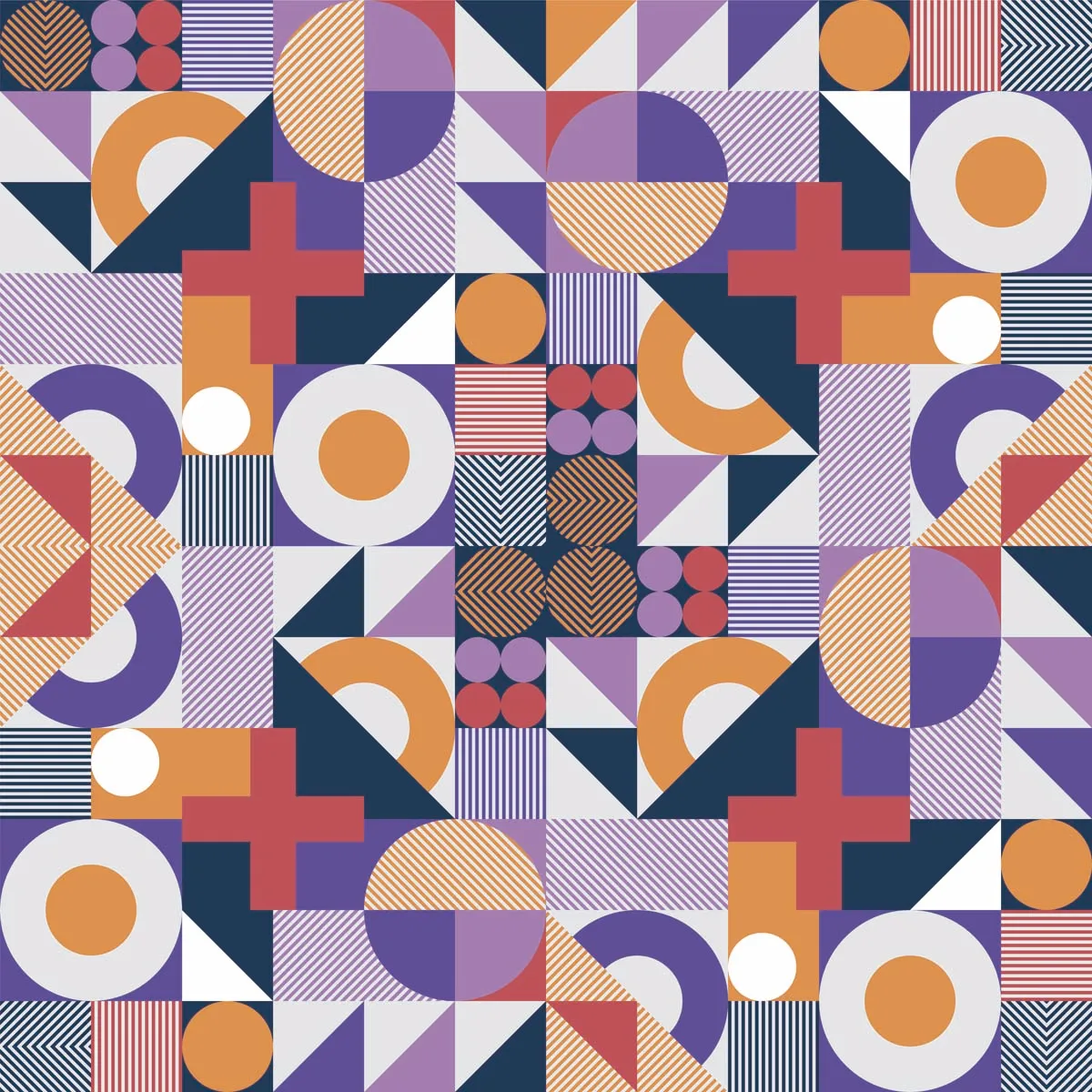 Abstract Trendy Seamless Pattern With Multicolored Geometric Shapes