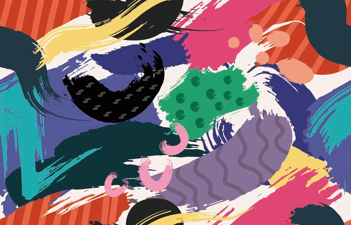 Aesthetic Hand Drawn Seamless Pattern with Flat Color Concept