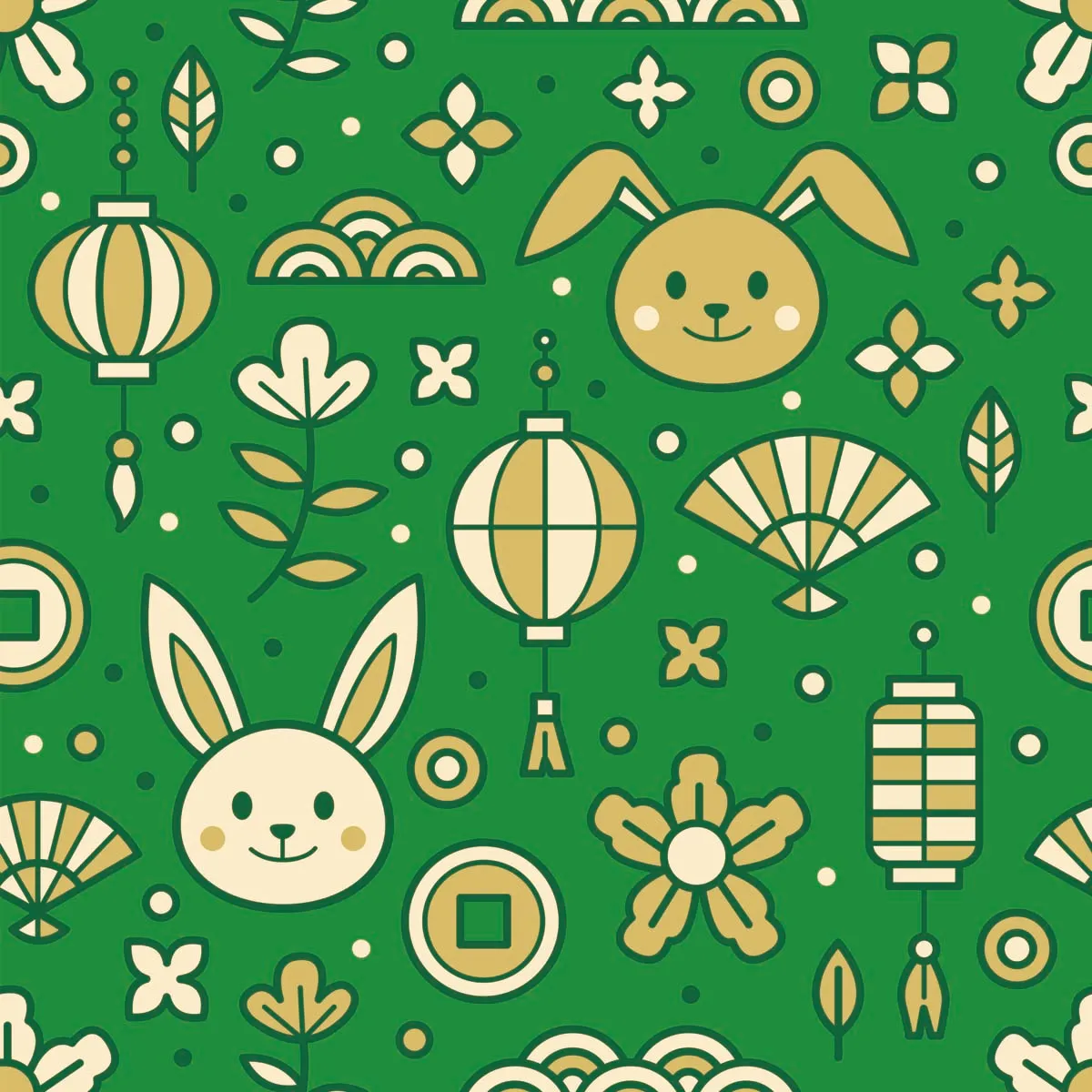 Chinese New Year Generic Template Jade Green Seamless Pattern Background