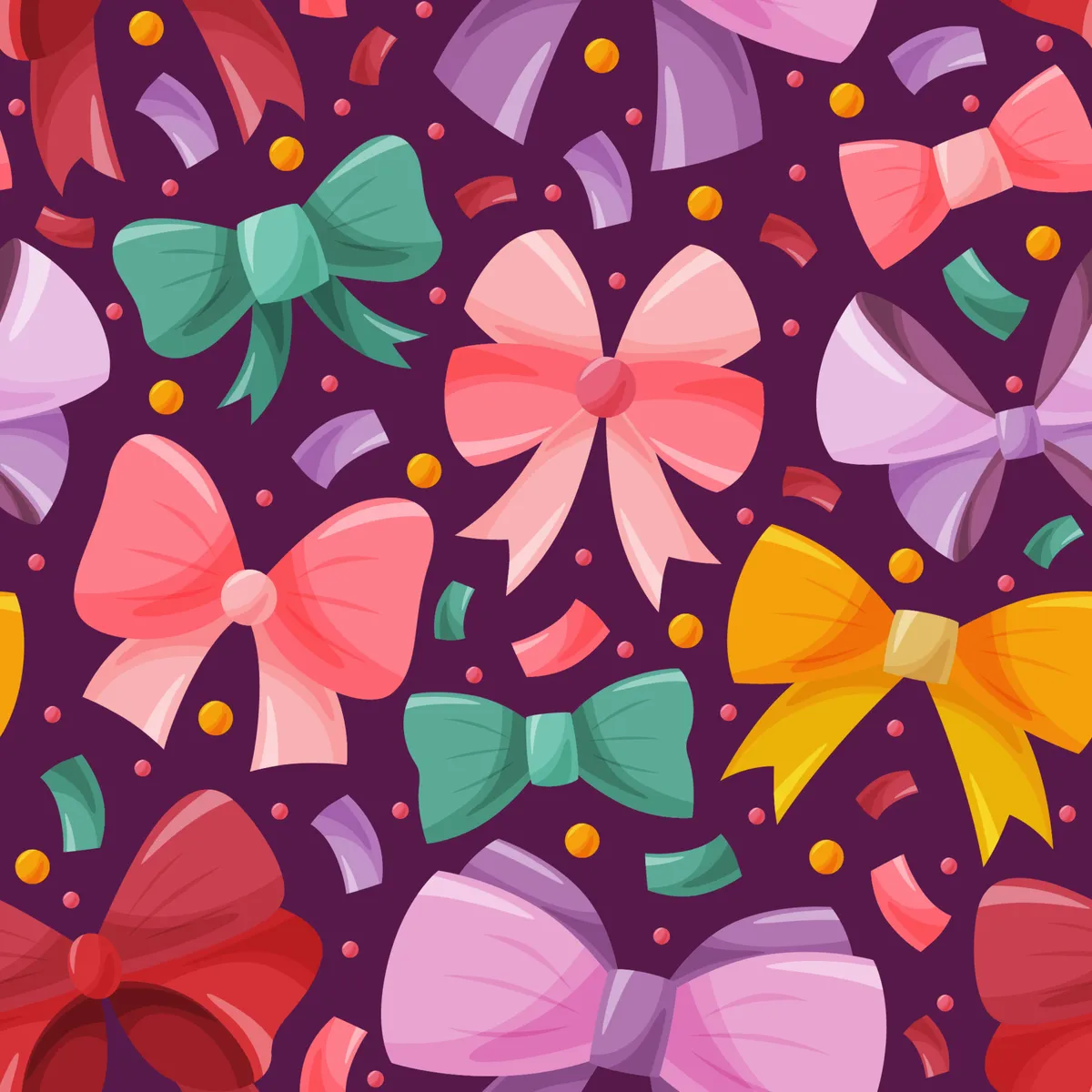 Bow Tie Ribbon Hand Drawn Seamless Pattern Background