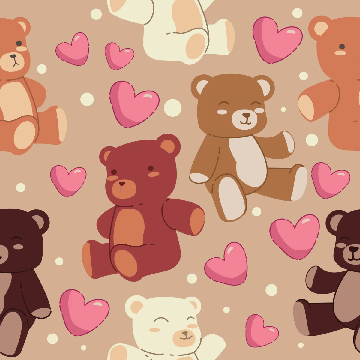 Teddy Bear Seamless Pattern Background Concept