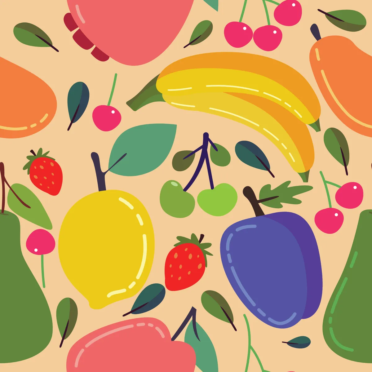 Tropical Fruit Seamless Pattern Background Concept