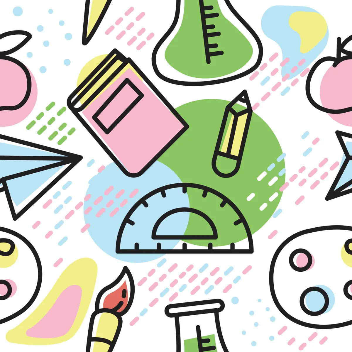 School Supplies Seamless Pattern Background Concept