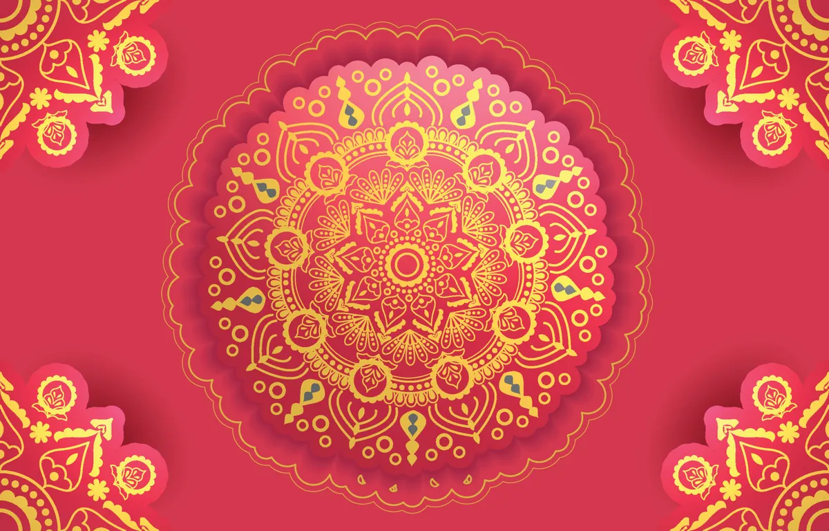 Pink and Gold Mandala Seamless Pattern