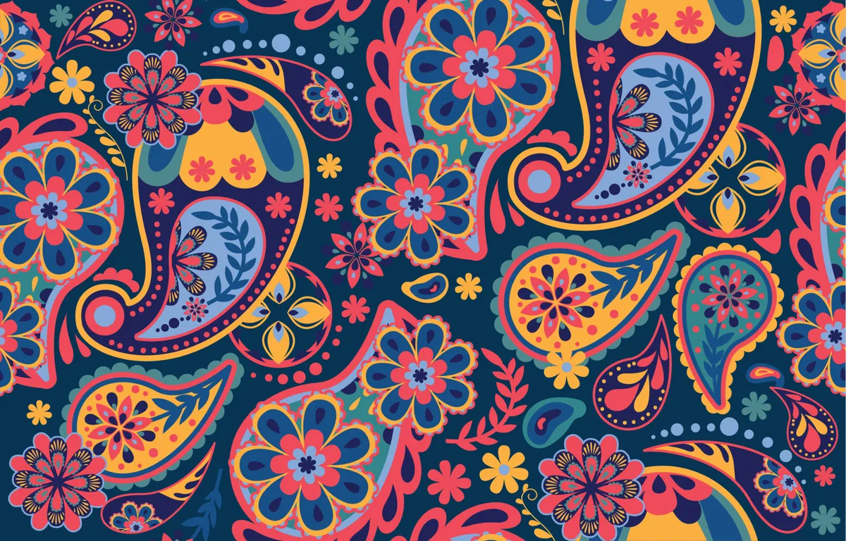 Colorful Paisley Pattern with Cute Retro Colors