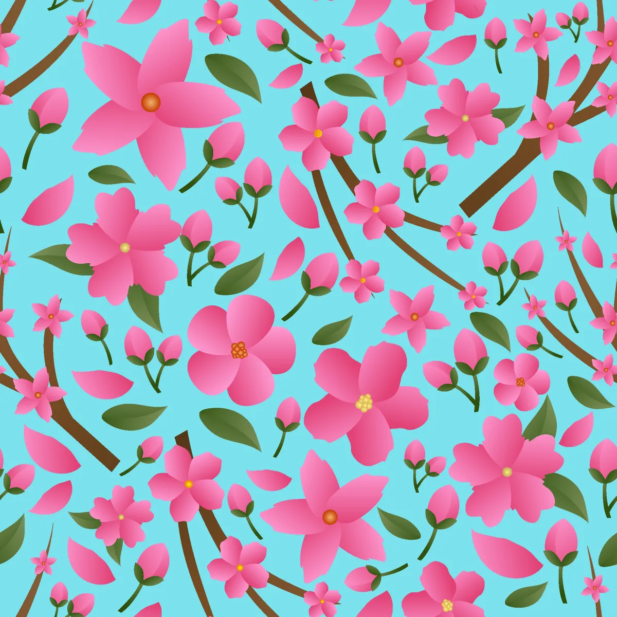 Seamless Pattern of Cherry Blossom Background