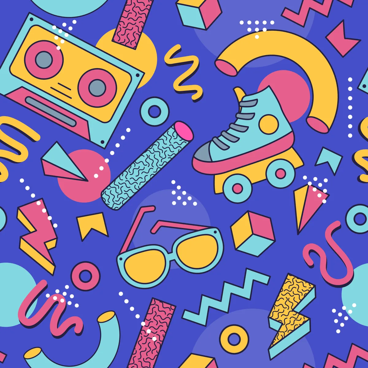 Colorful 90s Seamless Pattern
