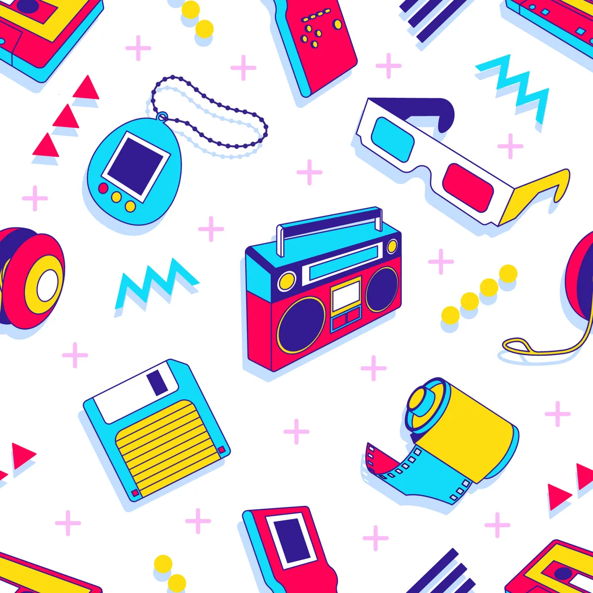 90s Retro Seamless Pattern