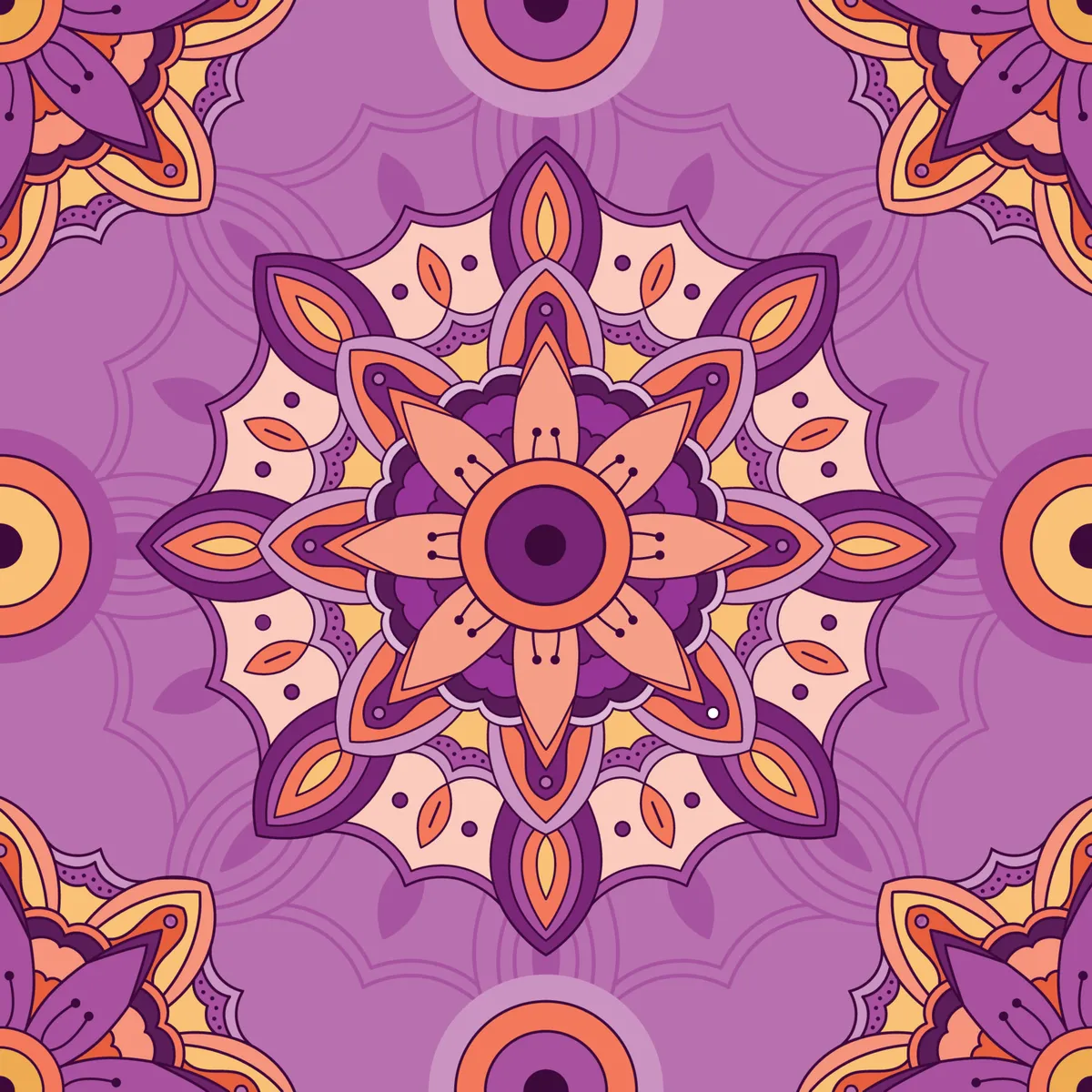 Purple Mandala Seamless Pattern
