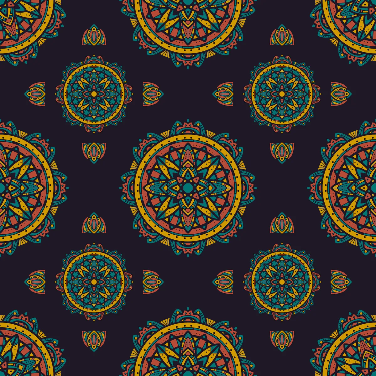 Mandala Zentangle Seamless Pattern