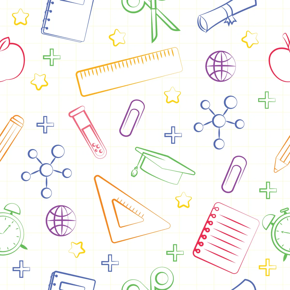 School Suplies Seamless Pattern