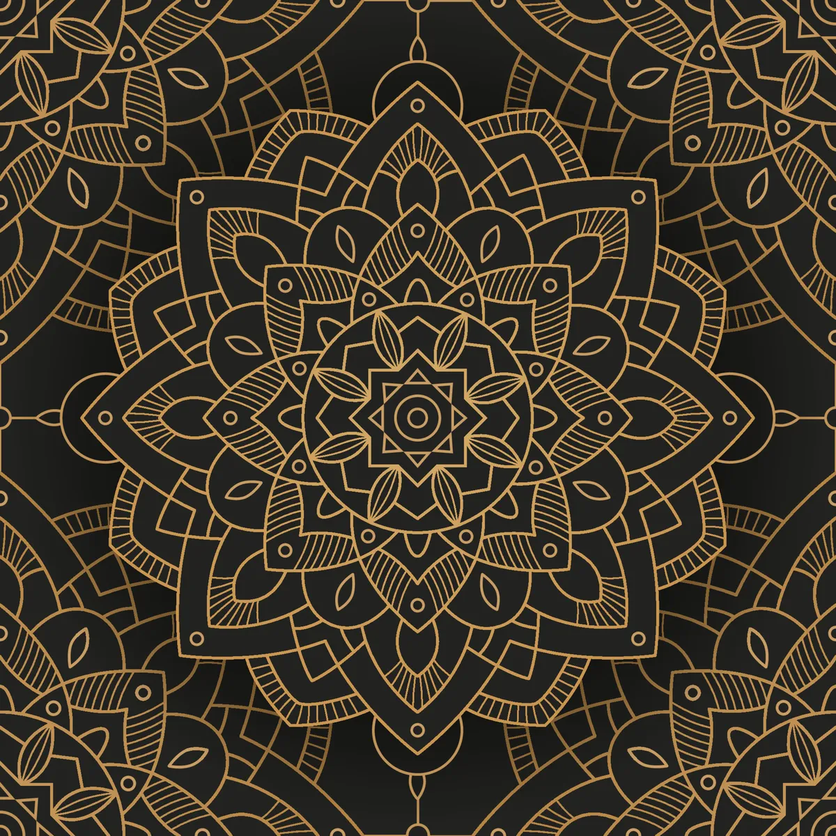 Golden Mandala Seamless Pattern