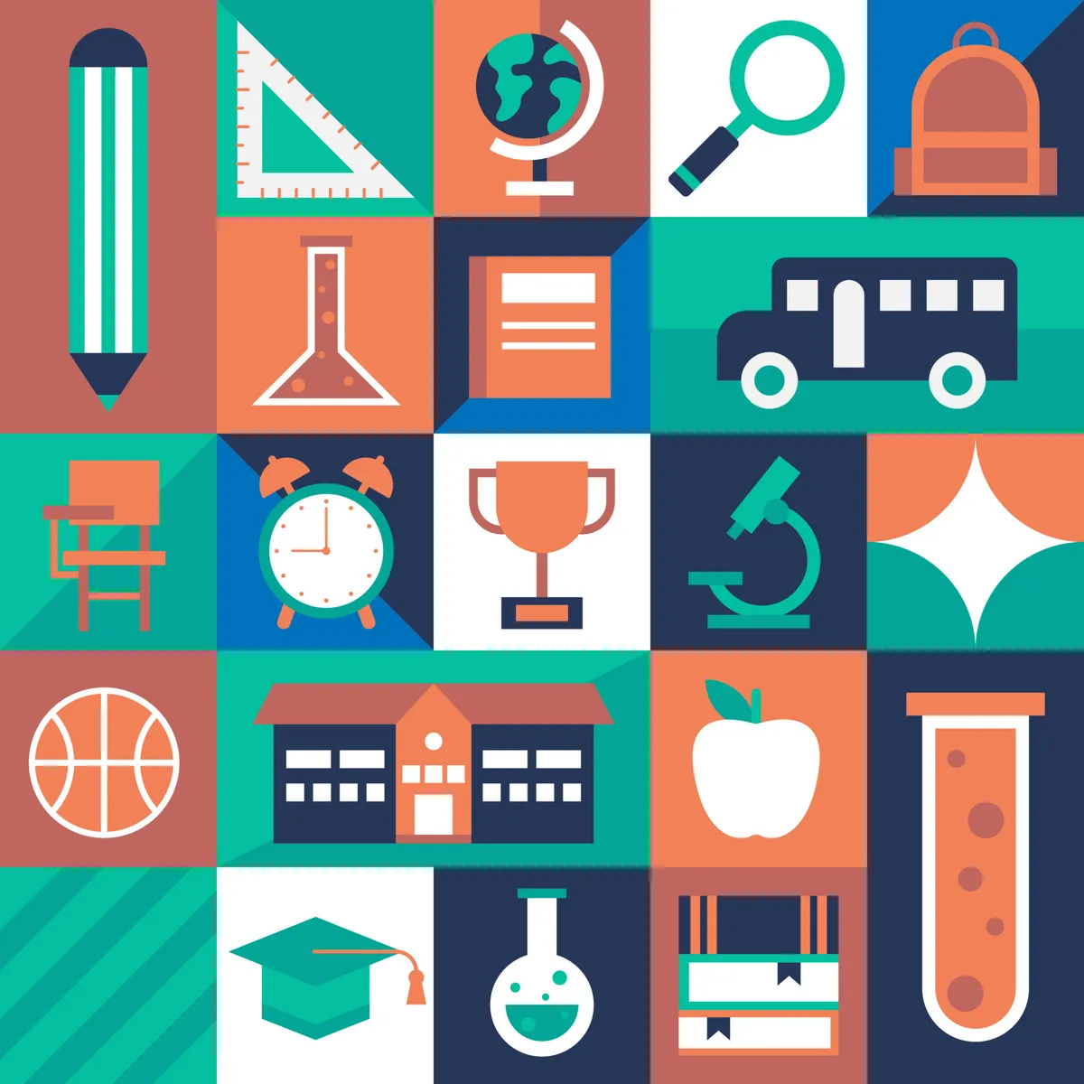 School Geometric Seamless Pattern