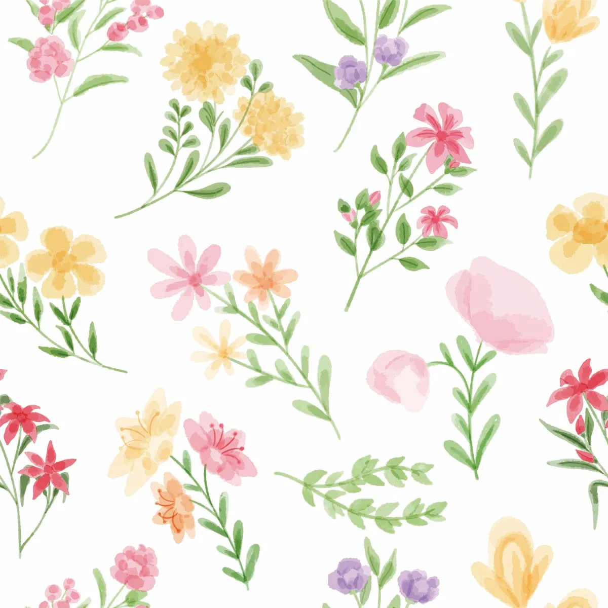 Watercolored Floral Seamless Pattern