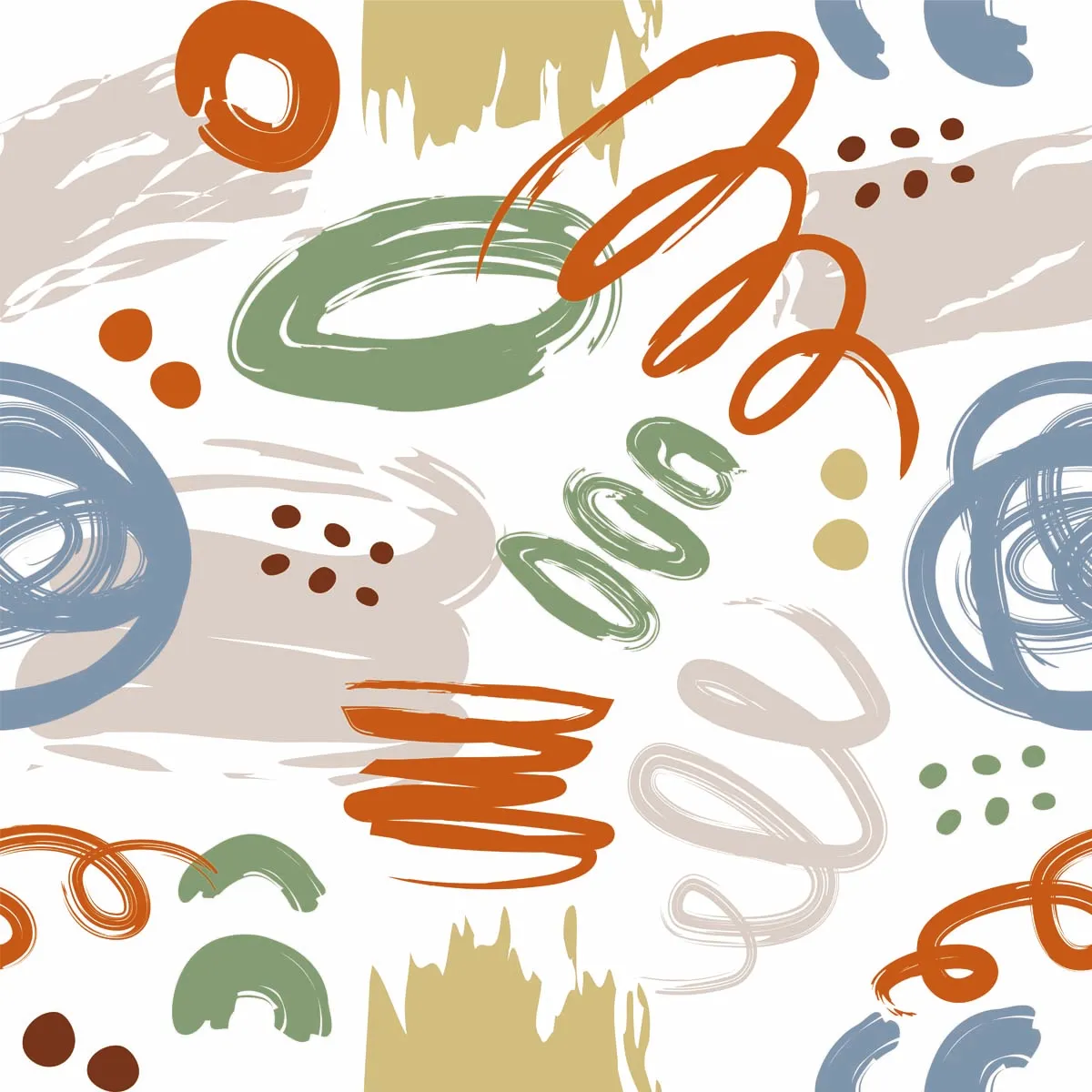 Handdrawn Brushes Seamless Pattern