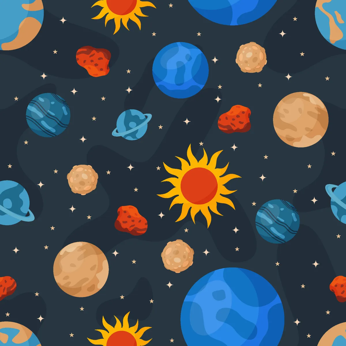 Seamless Pattern Celestial Bodies