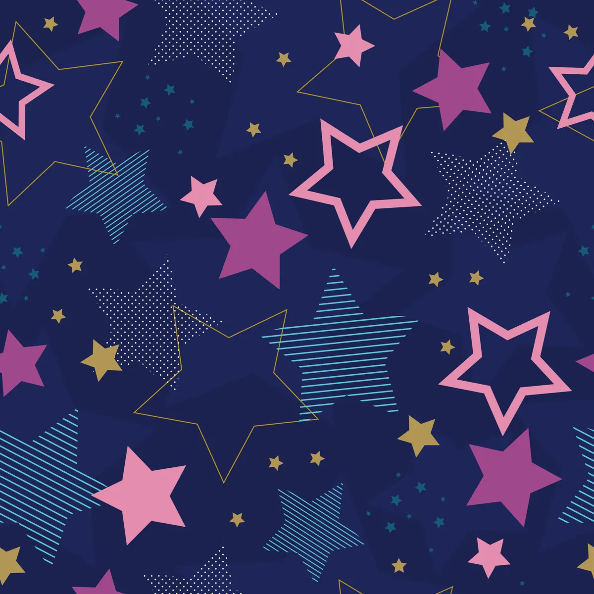 Seamless Flat Stars Pattern