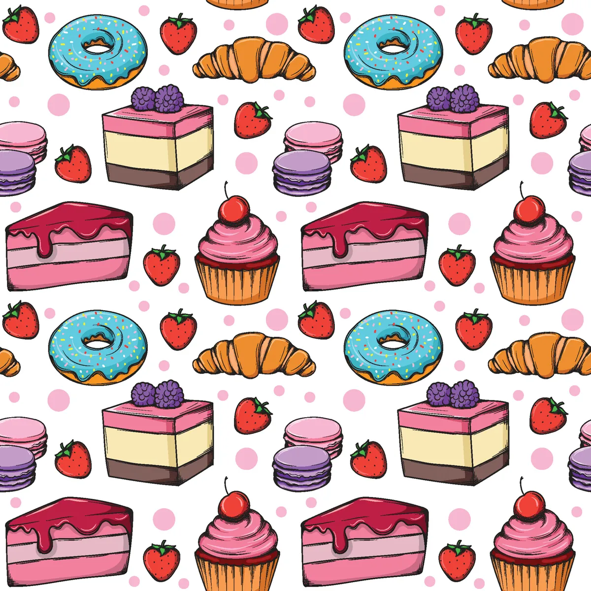 Hand Drawn Dessert Pattern