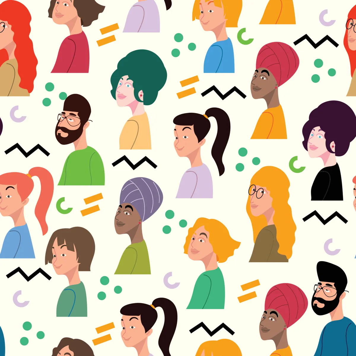 Multiracial Seamless Pattern
