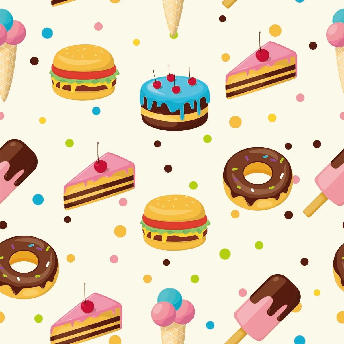 Dessert Elements Seamless Pattern