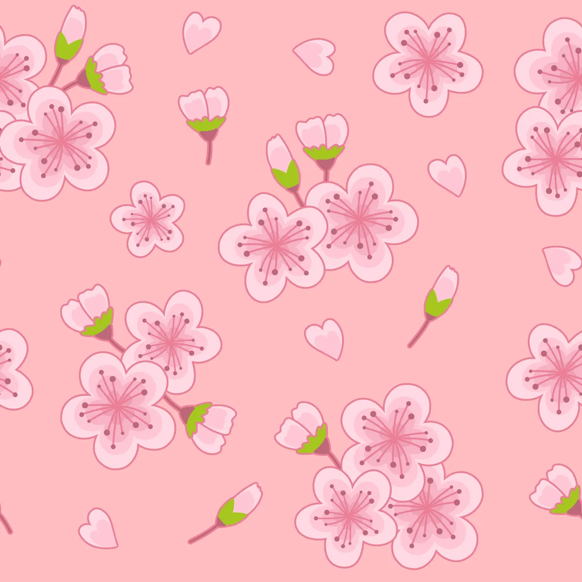 Spring Cherry Blossom Pattern Background
